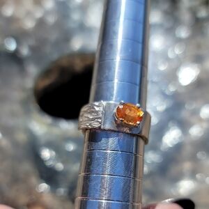 Sterling Silver Ring with Orange Gemstone